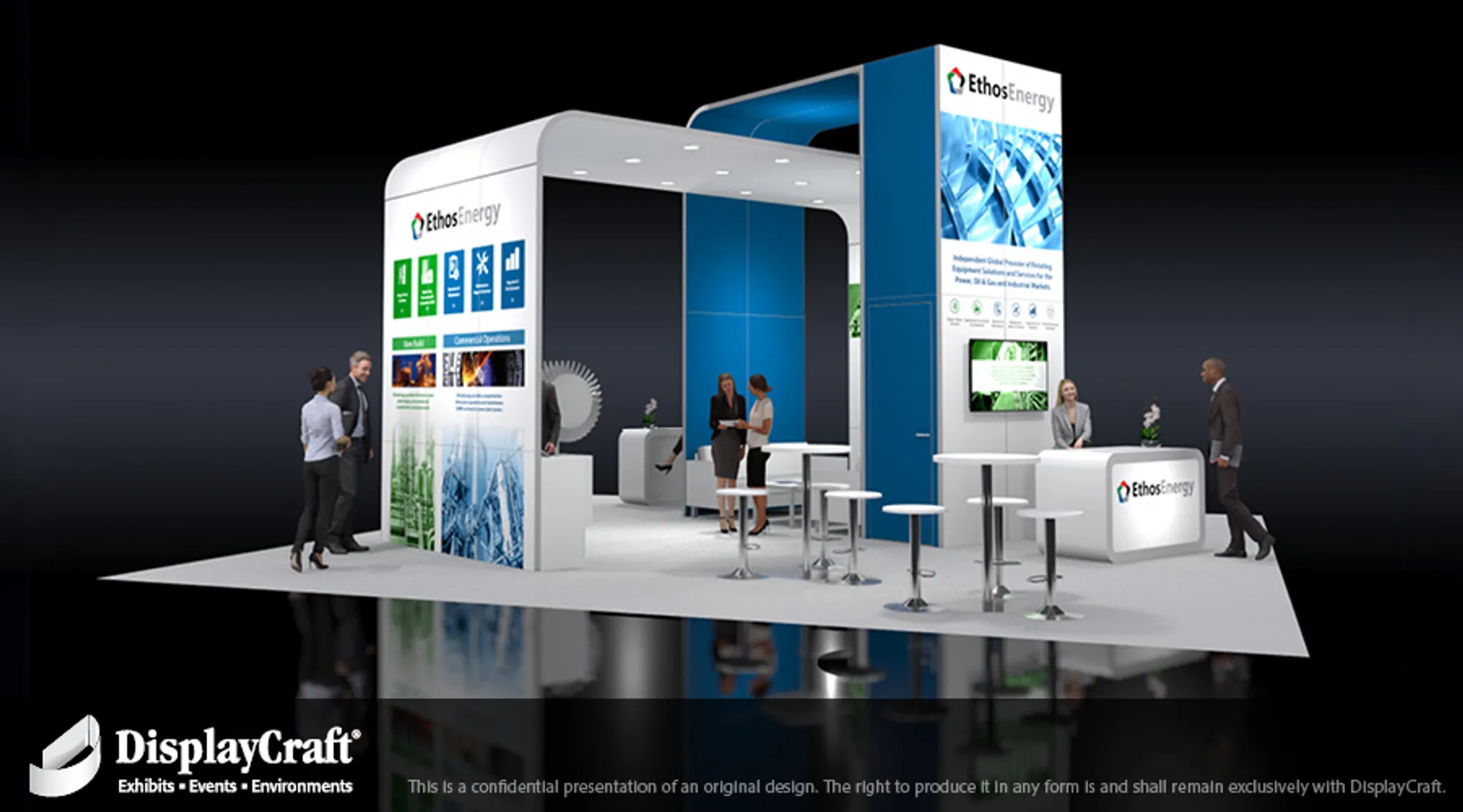 30x30 Island booth design by DisplayCraft